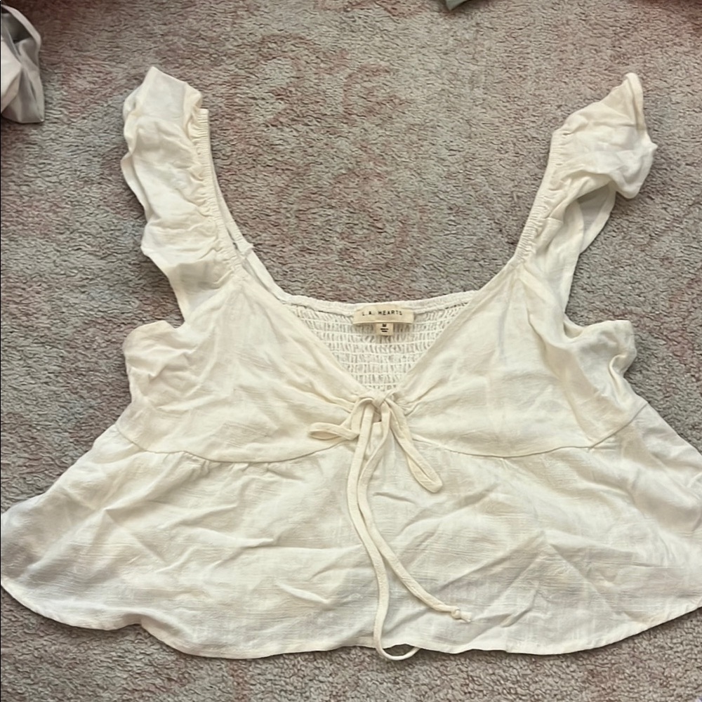 PacSun Cream Ruffle Sleeve Blouse